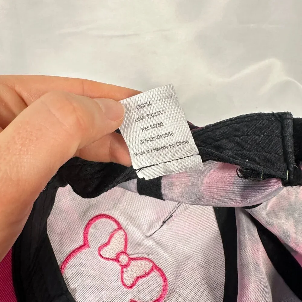 Disney Minnie Mouse Tie Dye Baseball Cap Adjustable Strap OS Pink Black Vacation